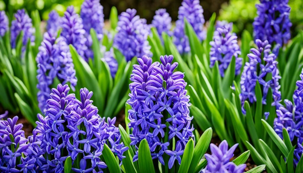 Farbenprächtige Hyazinthen im Frühlingsgarten